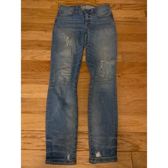 Madewell, women's 9' high - rise skinny distressed cotton blend jeans size 26 - Picture 1 of 11
